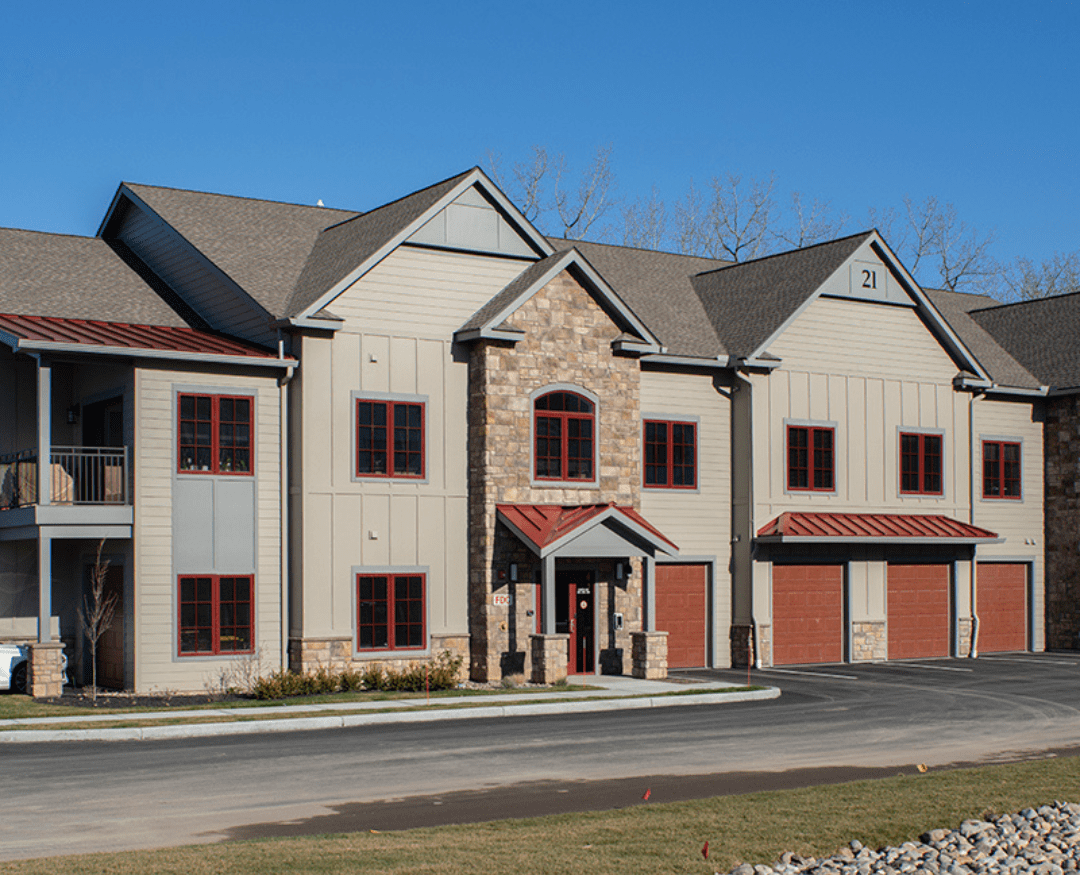 New apartment building with asphalt shingles roof